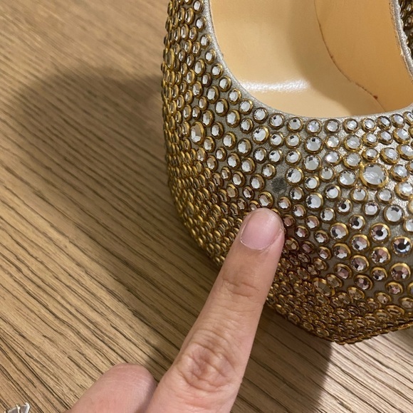 CHRISTIAN LOUBOUTIN Gold Crystal Daffodile straps 160 heels - Picture 15 of 16